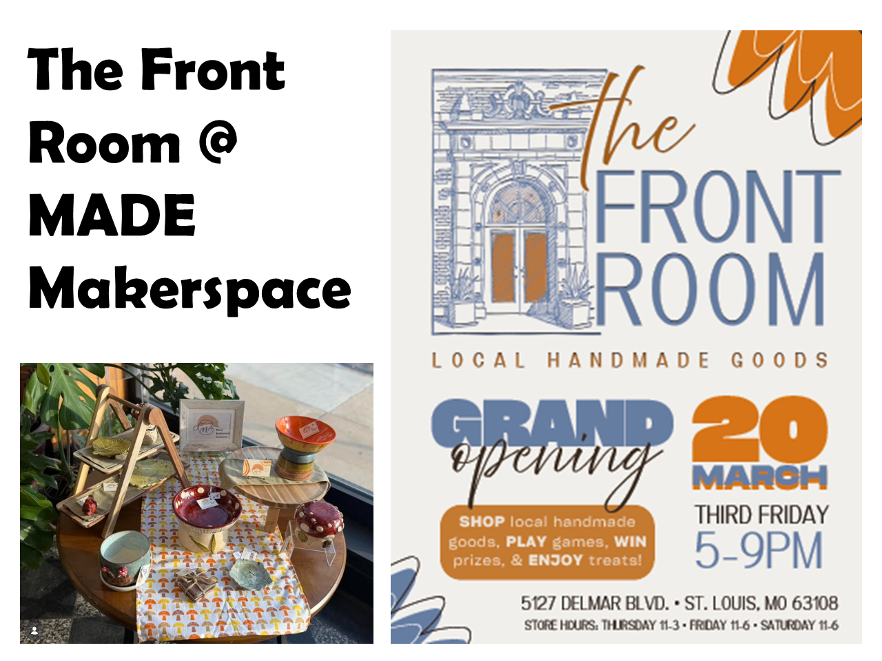 Awkward Ceramic retail location at the front room - retail location. front room graphic