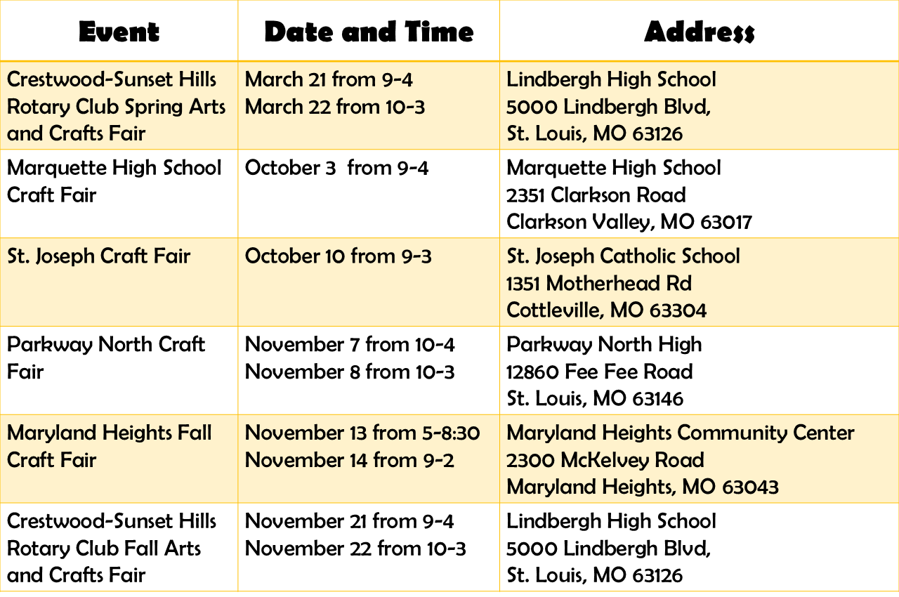 Upcoming Vendor and Craft Shows in St. Louis. upcoming vendor shows