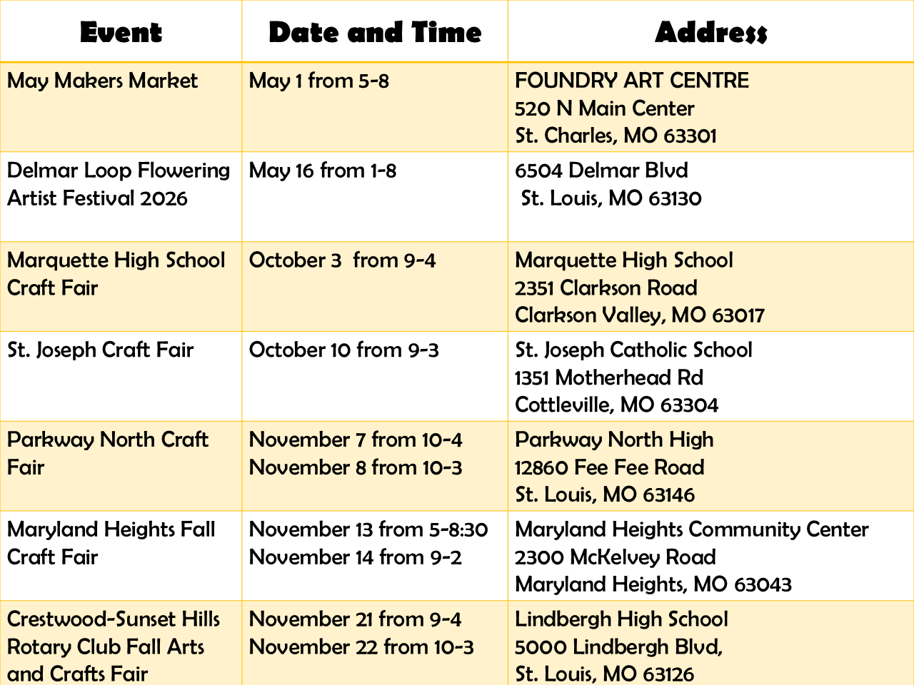 Upcoming Vendor and Craft Shows in St. Louis. upcoming vendor shows
